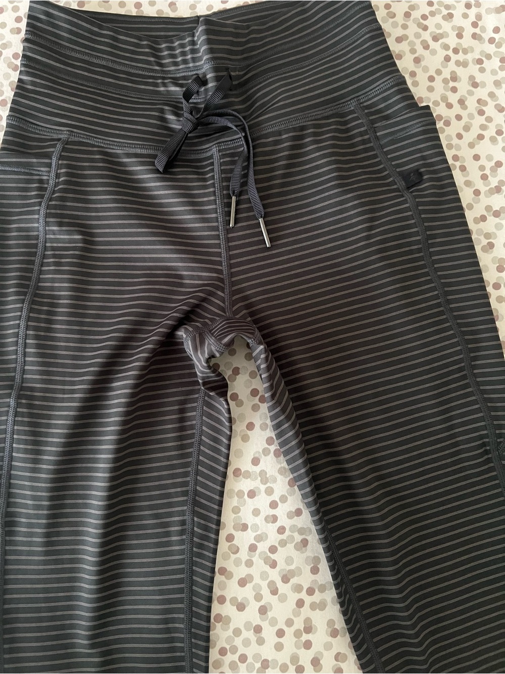 Halara Black and gray Striped Drawstring Active Leggings